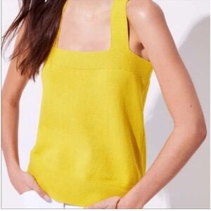 LOFT Criss Cross summer Sweater Tank in Mustard XS
